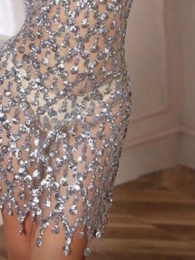 Silver Sequin Mini Dress